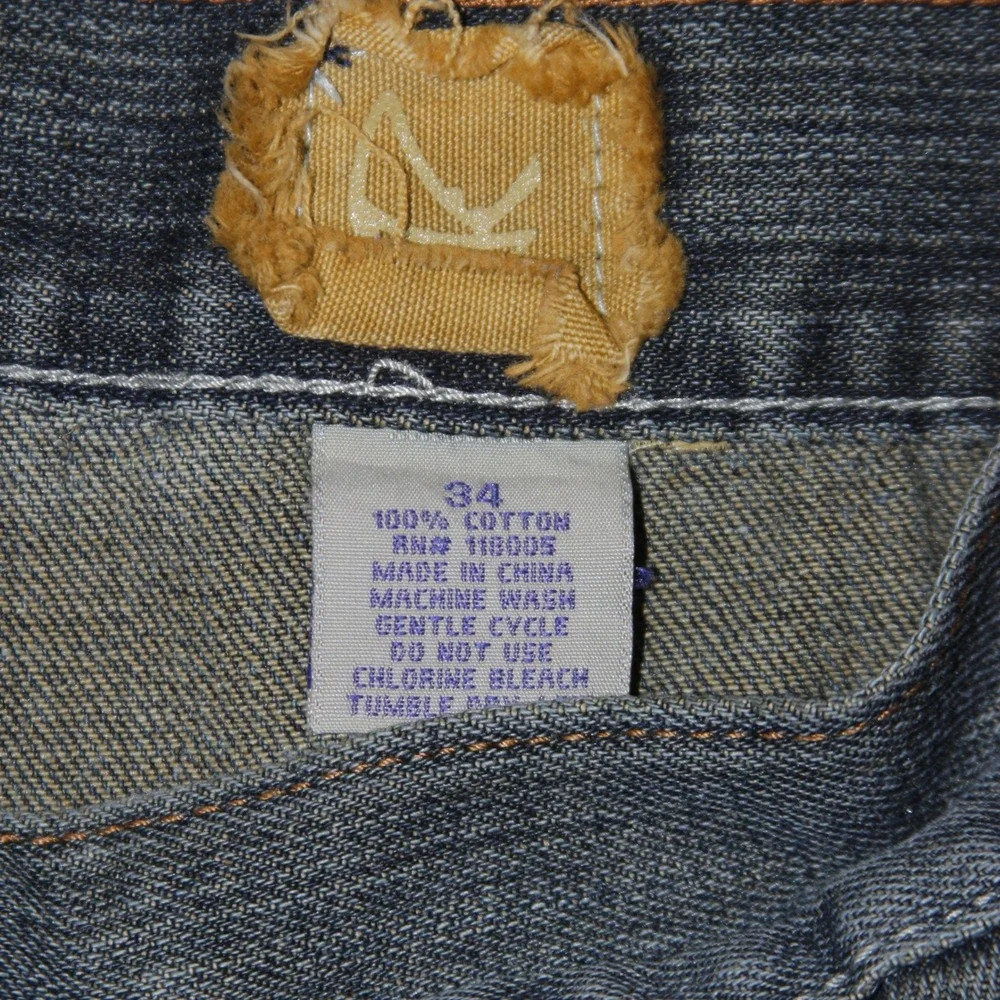 Kanguro Jeans Mens 34 Gray Embroidered Cross Y2K‎ Baggy Denim Retro